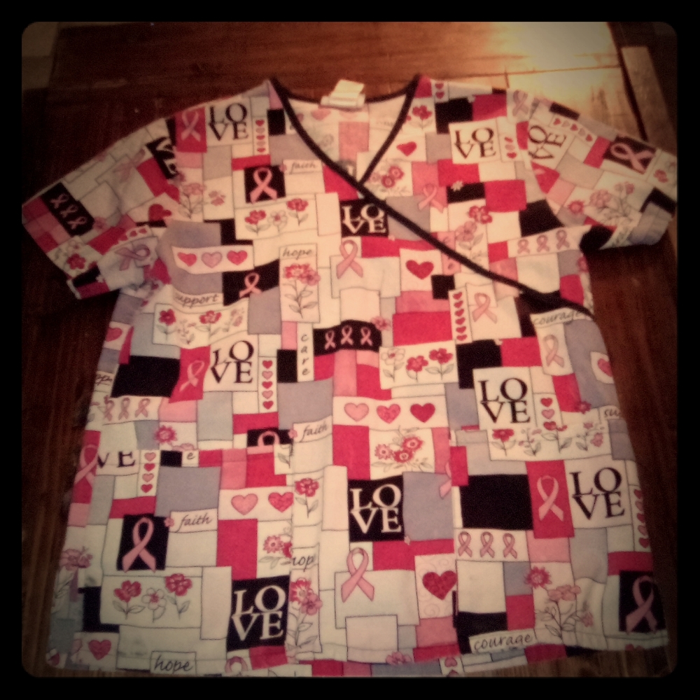 Breast cancer awareness scrub top